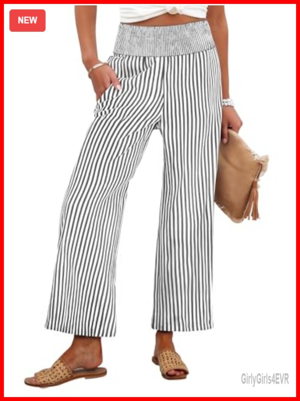 Women's Striped Gingham Palazzo Pants Wide Leg Lounge